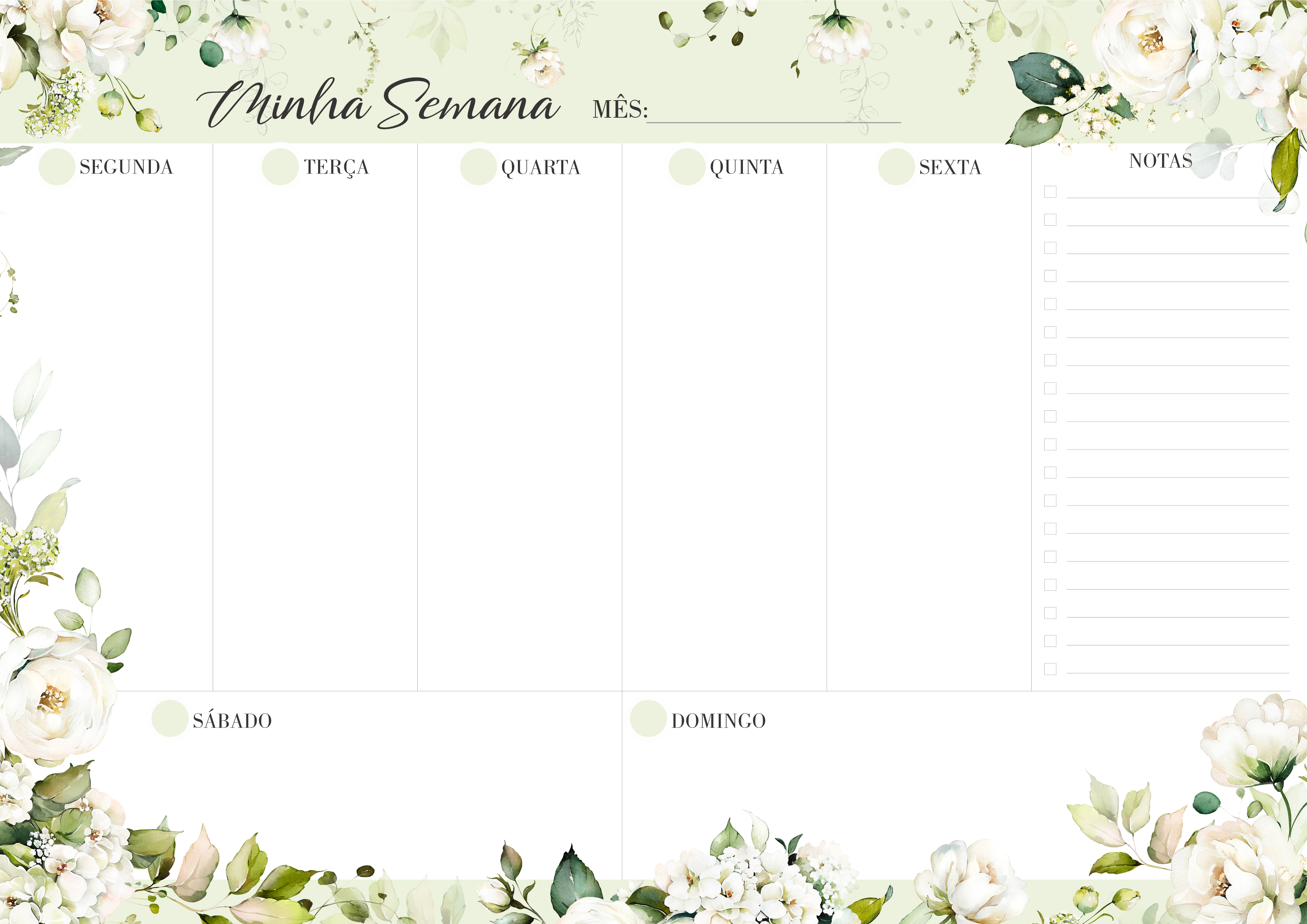 Planner Semanal De Mesa 52 Folhas A4 Permanente Florais
