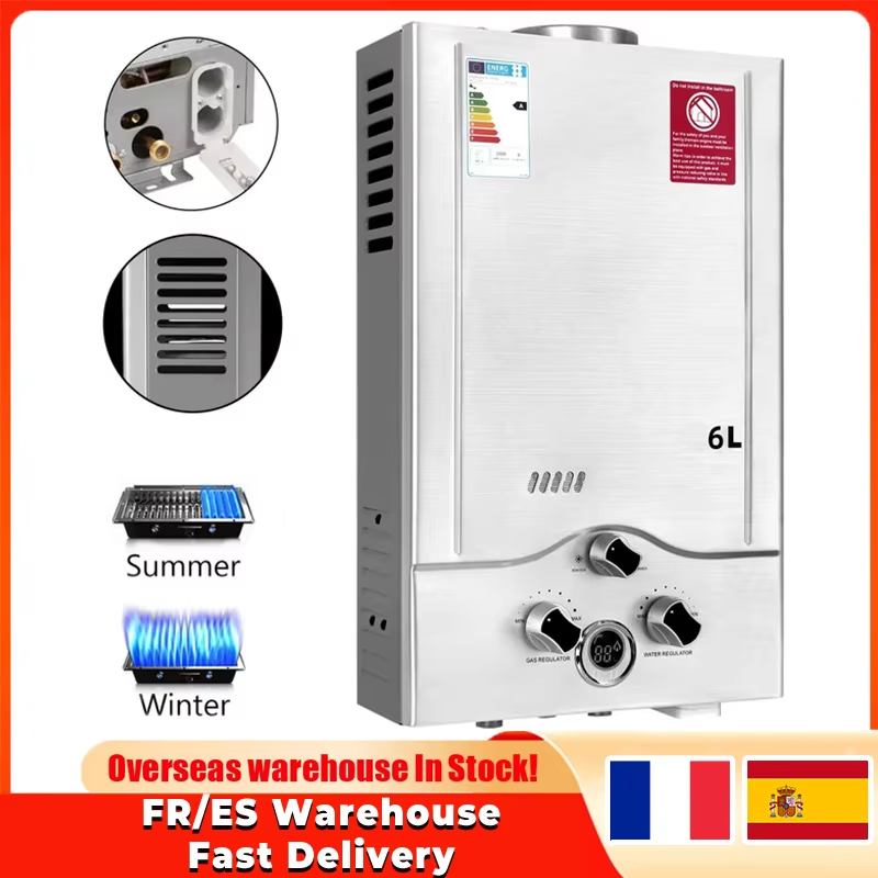 Calentador de agua a Gas GLP, 6L, acero saludable, Gas propano sin tanque, bebida de GLP, agua con Kit de exposición, equipo de Camping para el hogar