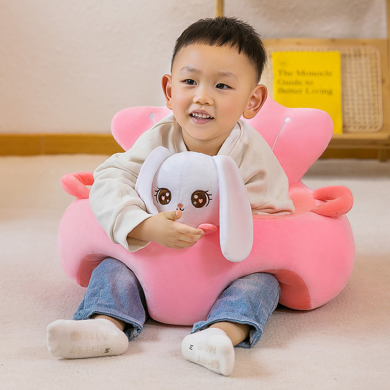 Funda de asiento de apoyo para sofá de bebé, silla de felpa, aprender a sentarse, cómoda, nido de dibujos animados para niños pequeños, lavado sin relleno, cuna