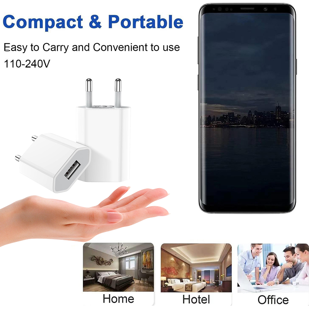 5V/1A USB Wall Charger 1/2/3/4/5PCS EU Plug SmartPhone Charger Adapters For Universal Phone iPhone 16 Samsung Xiaomi 15 Huawei