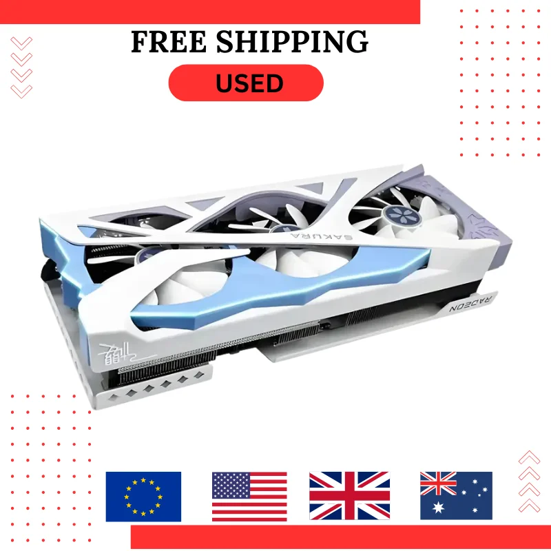 USED YESTON rx7700xt graphics card 12GB 192bit carte graphique GDDR6 Video Card Sakura placa de video gpu 12gb tarjeta gráfica