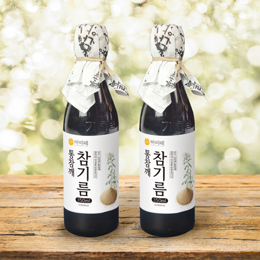 [대한민국 제조] 마미레 참기름 350ml / 들기름 350ml 1병 전통방식 통참깨 고소한