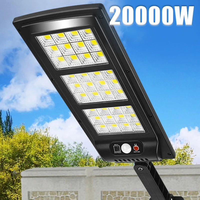 Potentes luces solares con Sensor de movimiento para exteriores, lámparas solares impermeables para jardín, luz de calle, control remoto inalámbrico