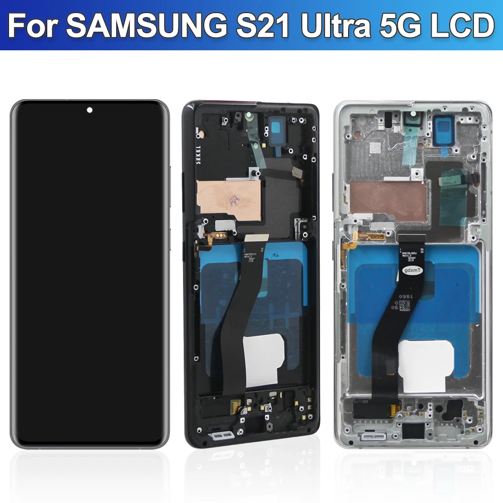 Schermo S21 Ultra AMOLED per Samsung Galaxy S21 Ultra 5G G998B G998B/DS Display LCD Touch Screen con impronte digitali con cornice
