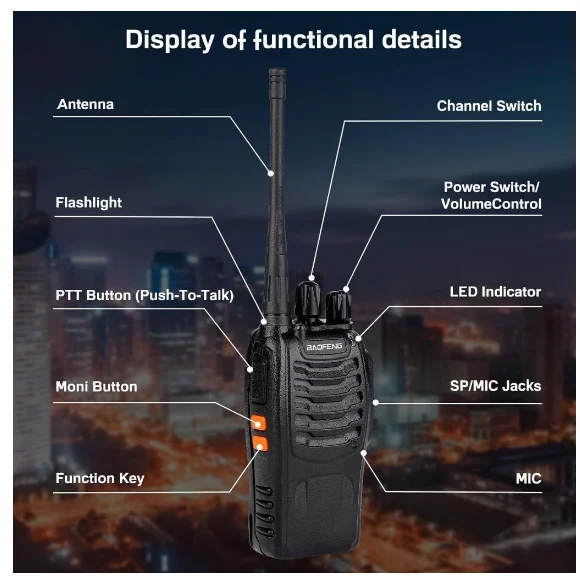Kit 2 Rádio Comunicador Walk Talk Baofeng 777s com 16 Canais Alcance de 12Km 2 Duas Pçs - Neverdie Store