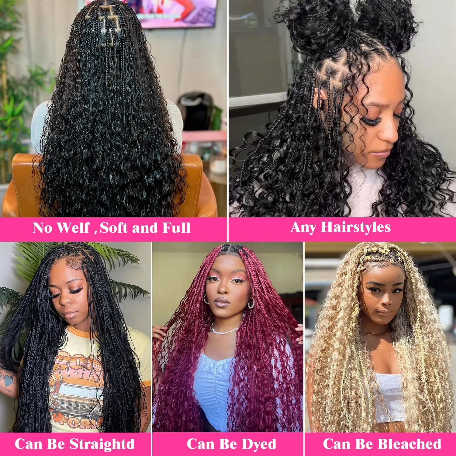 Deep Wave Curly Bulk Braiding Hair 100% มนุษย์ผมไม่มี Weft Boho Braids Extensions ธรรมชาติบราซิล Virgin Hair Bulk