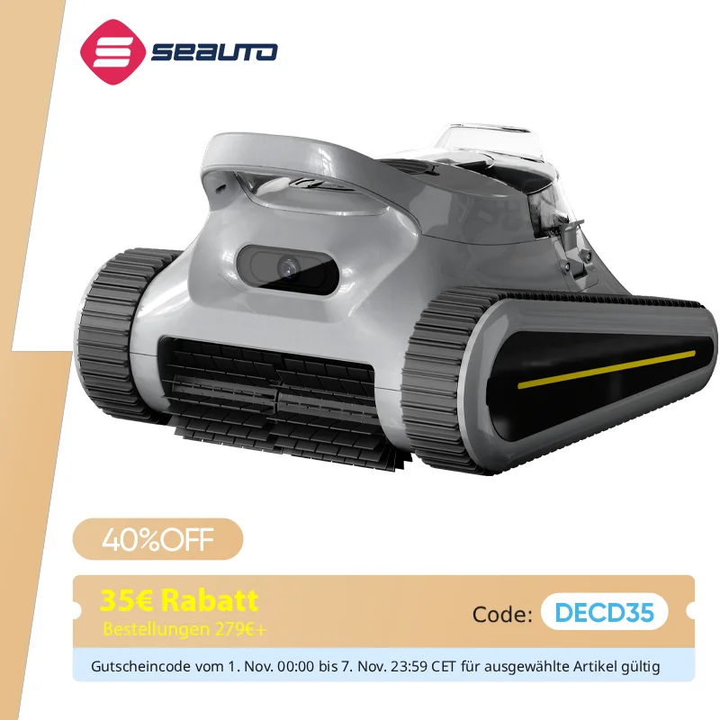 Seauto draadloze zwembadvacuümrobot 180 minuten lopende muurklimmen voor bovengrondse en inbouwzwembaden tot 2150 m2. ft.