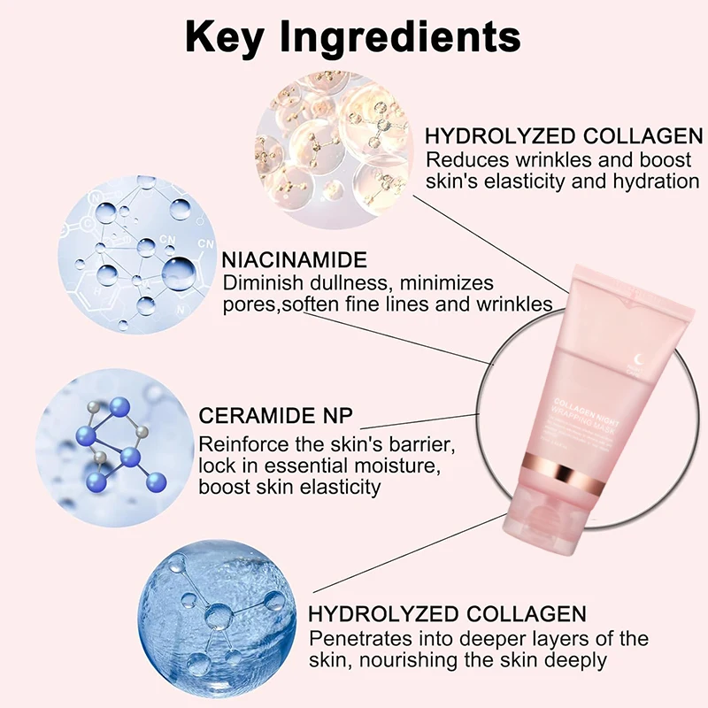 5pc coreano colágeno embrulho peel off máscara facial elasticidade hidratação reduz flacidez embotamento colágeno hidrolisado cuidados com a pele