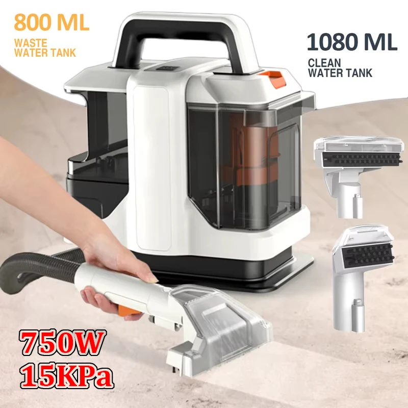 Mocna myjka punktowa 750W, 15 kPa, ręczna, do czyszczenia toalet, sof, mebli, z funkcją rozpylania, zamienna głowica, maszyna czyszcząca V