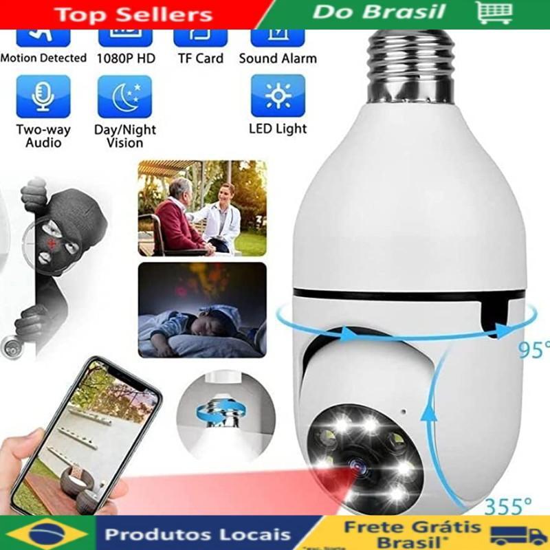 Câmera segurança wifi ip sem fio 360 com encaixe lampada bocal aplicativo yoosee ptz full HD visão noturna - bivolt