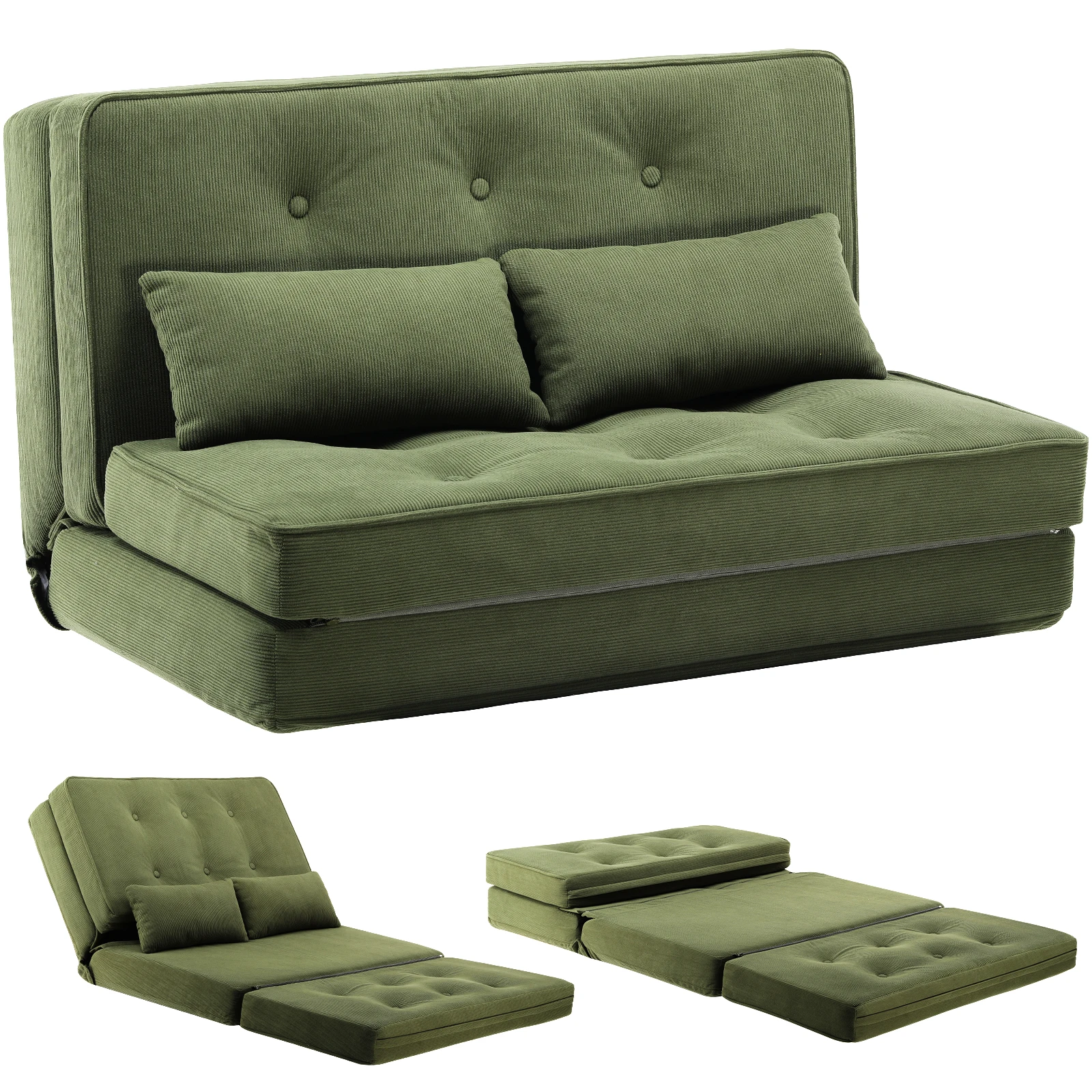 COMHOMA Sofa Couch Small Bed 2-osobowa Mini Sofa Bed 6-stopniowa Regulowana Oparcie, Salon, Sypialnia i Kemping