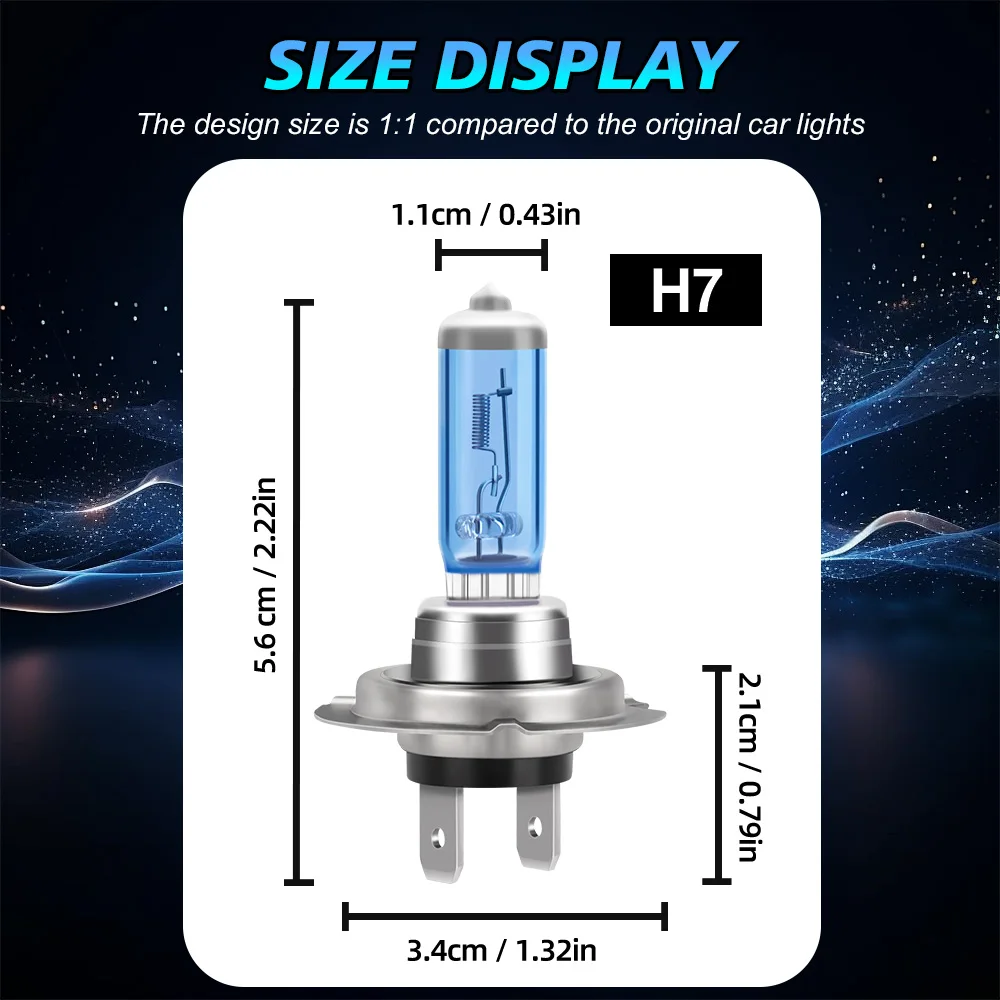 2 pçs h7 h4 h1 h11 hb3 9005 hb4 9006 farol de halogênio luz do carro feixe alto/baixo 6000k 12v 55w azul fresco lâmpada hiper branca