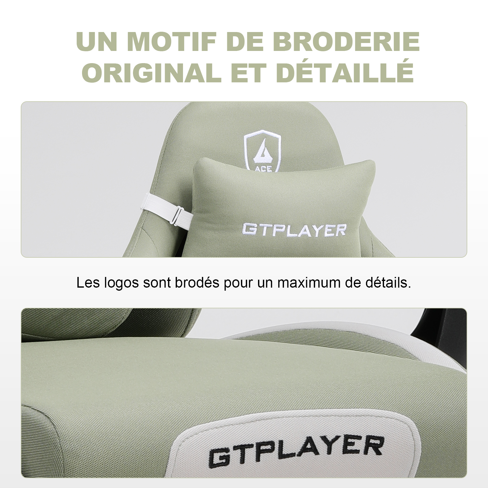 Chaise de jeu GTPLAYER, chaise de jeu, chaise de bureau respirante en tissu de haute qualité, chaise PC ergonomique, chaise de bureau réglable et rotative avec repose-pieds