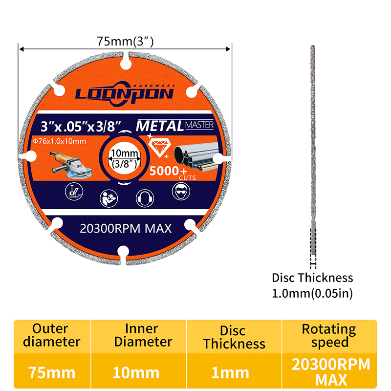 Loonpon 3 Zoll Metalls ch neids ch eiben klinge 4-1/2 Zoll Diamant schneid rad Trennscheibe für Bewehrung stahl Eisen Inox