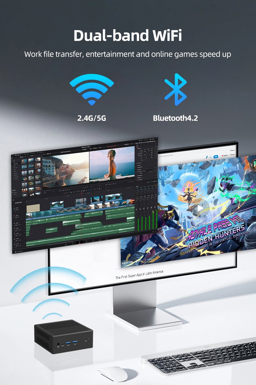 TexHoo MiniPC Intel N100 de doble banda WiFi5 BT4.0 8GB 16GB 256GB 512GB DDR4 HDMI DP Dual LAN ordenador de juegos de escritorio Mini PC Gamer