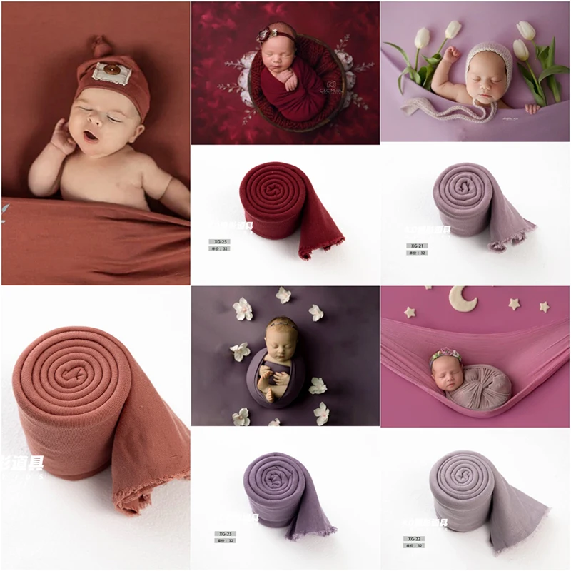 32x170CM Soft Stretch Wrapping Newborn Photography Prop Wool Blanket Swaddle For Baby Photo Prop Infant Studio Shoot Accessories