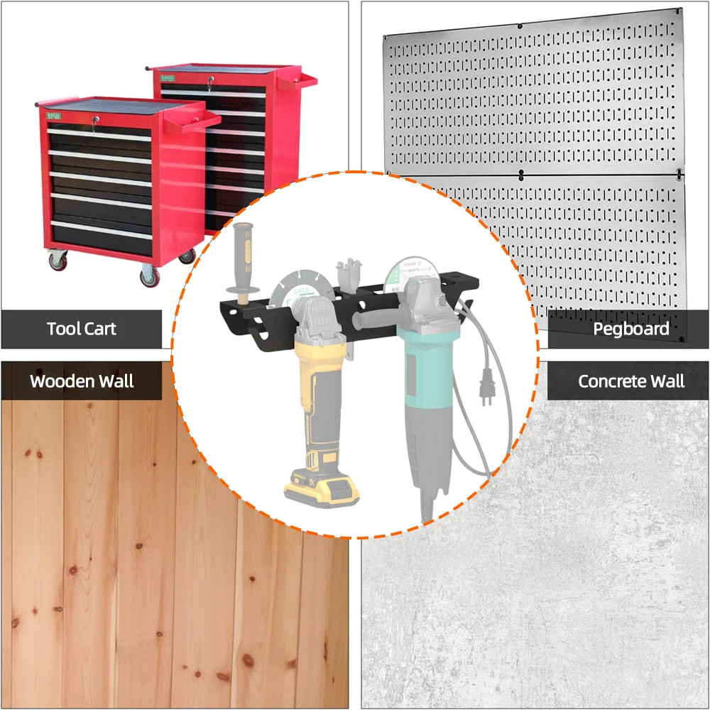 Soporte para amoladora angular, estante para amoladora angular de Metal con colgador de cables, soporte de montaje en pared para amoladora angular, cortadores, pulidores