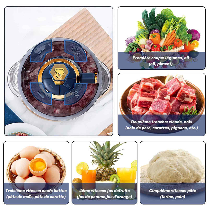 Processador de alimentos elétrico, 2 pés, capacidade larga, 20V, 5L, 500W