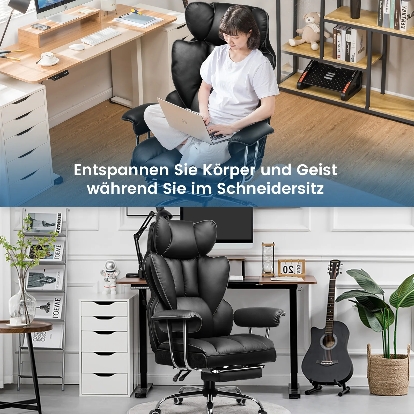 Chaise de jeu GTPLAYER, chaise de jeu, chaise de bureau ergonomique avec repose-pieds, surface en tissu, coussin de siège à ressort, chaise de jeu rembourrée, fauteuil de jeu capacité de charge de 150 kg