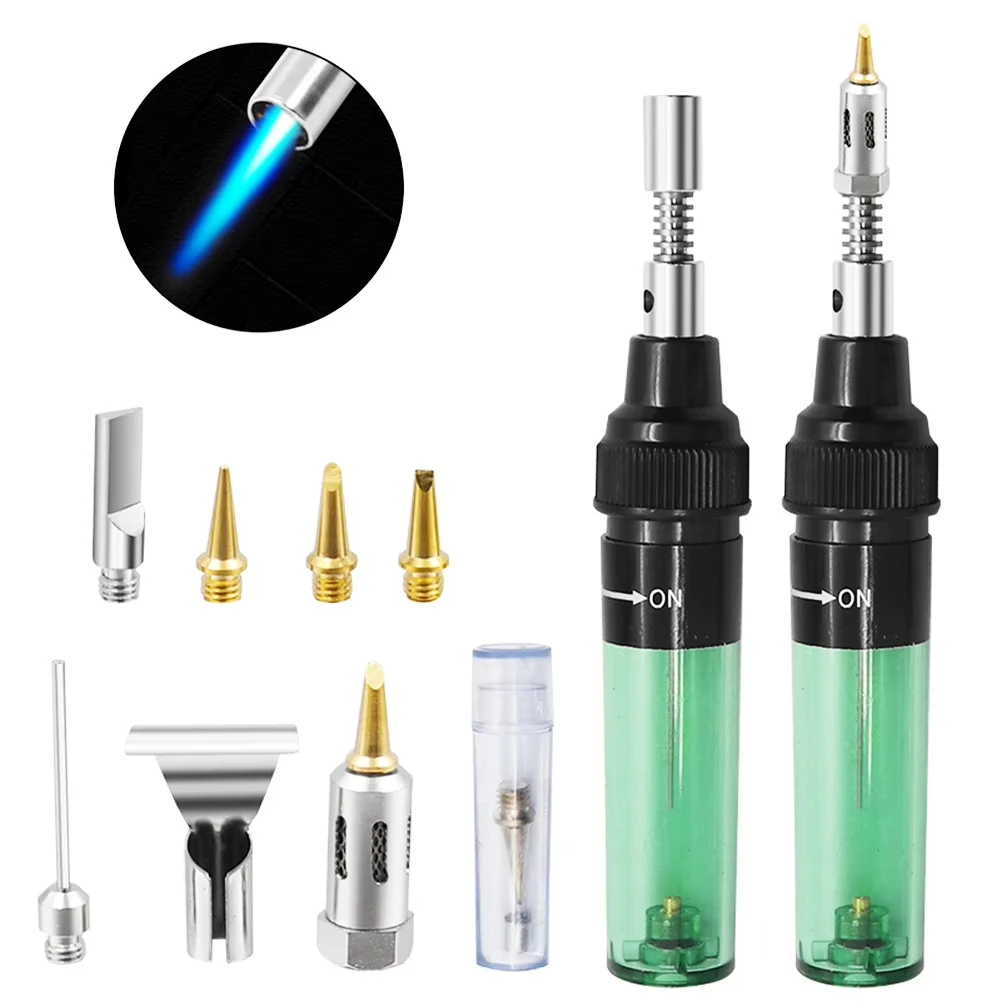 Nuovo saldatore a gas portatile 4 IN 1 penna per saldatura a pistola per saldatura a gas butano senza fili 1300 ℃   Mini strumenti per punta saldatore butano con bruciatore