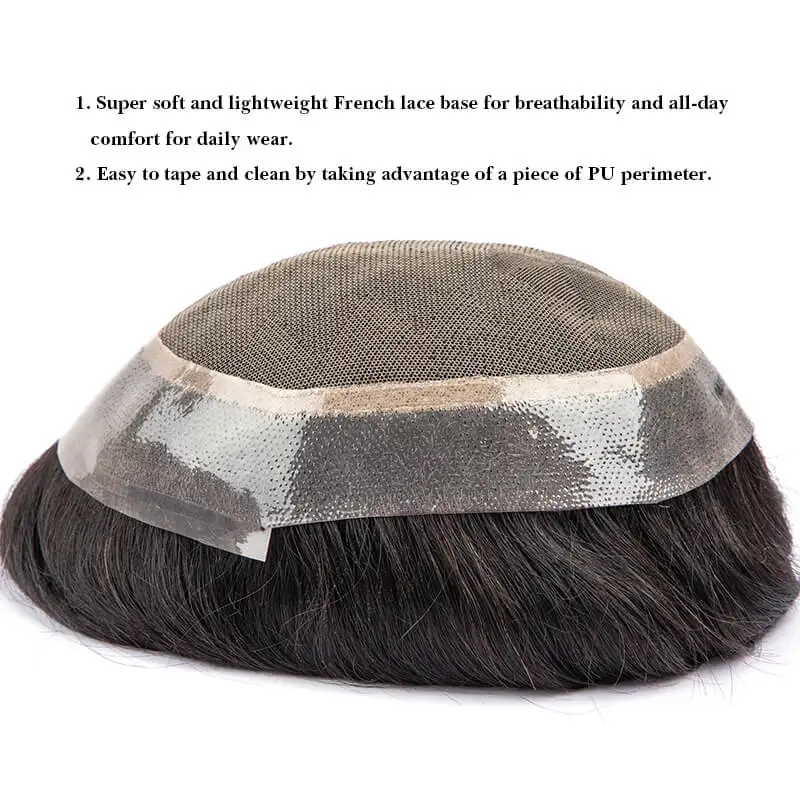 Tupé australiano para hombre, peluca con Base de PU de encaje para hombre, prótesis de cabello para hombre, peluca transpirable para hombre, sistema de reemplazo de prótesis capilar
