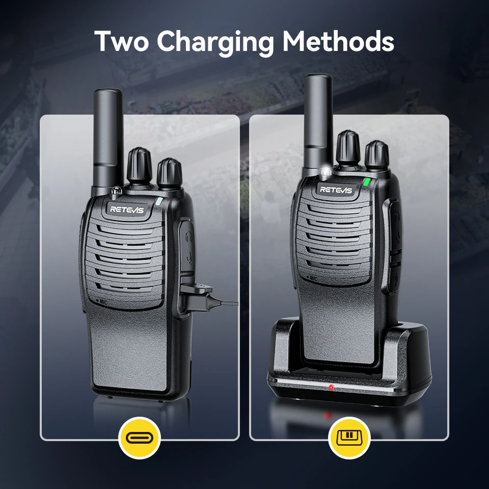 Retevis H777 2 Stück Walkie-Talkie, klare Klangqualität, tragbare Walkie-Talkies, große Reichweite, Typ-C, Zwei-Wege-Radio für Radfahren, Camping