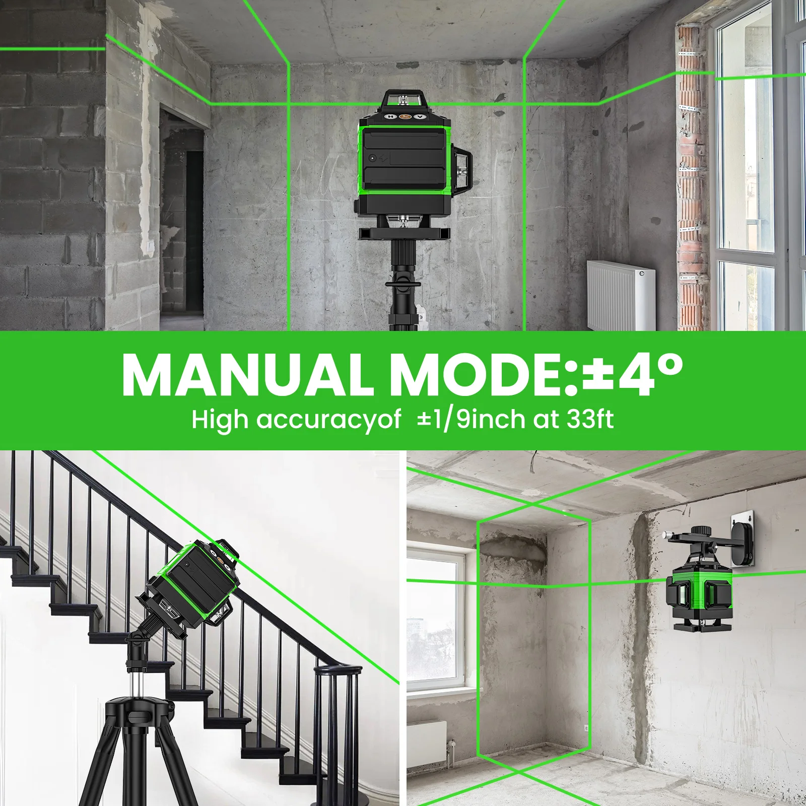 Nivel láser 4D de 16/12 líneas, línea verde, autonivelante, 360 Horizontal y Vertical, nivel láser súper potente, nivel láser de haz verde