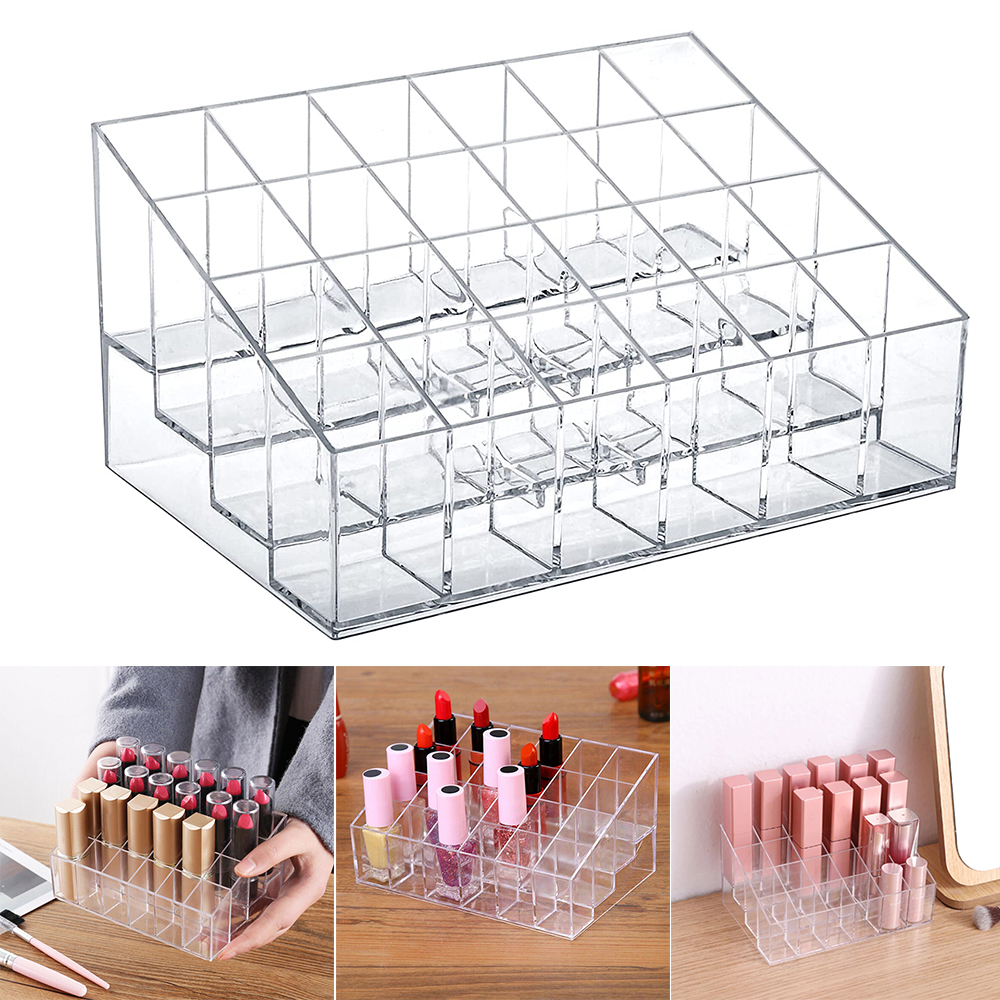 24 Lipstick Makeup Organizer Storage Display Cosmetic Stand Holder Rack