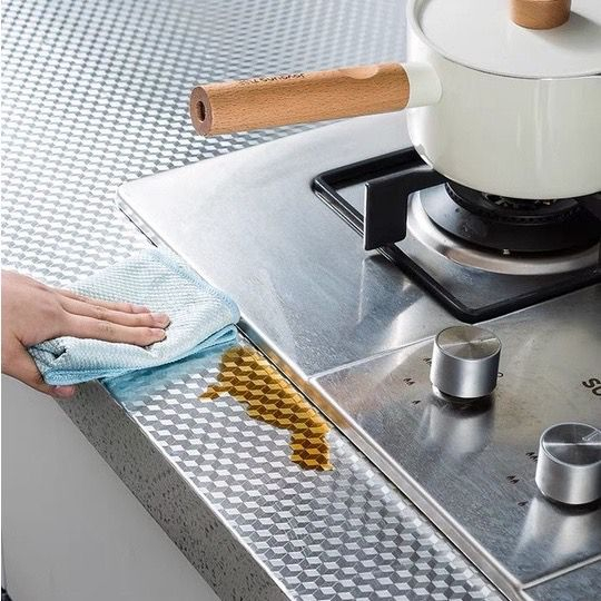 Papel de parede alumínio adesivo impermeável anti óleo para armário Cozinha