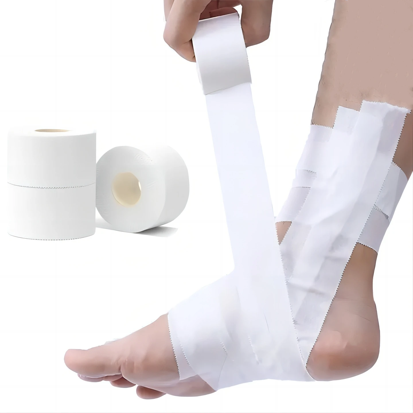 Bông Trắng Thể Thao Thể Thao Băng Không Dư Lượng Dính & Dễ Dàng Xé Cho Thể Thao Chấn Thương, Căng Thẳng, đầu Gối & Cổ Tay, Cổ Chân Bong Gân