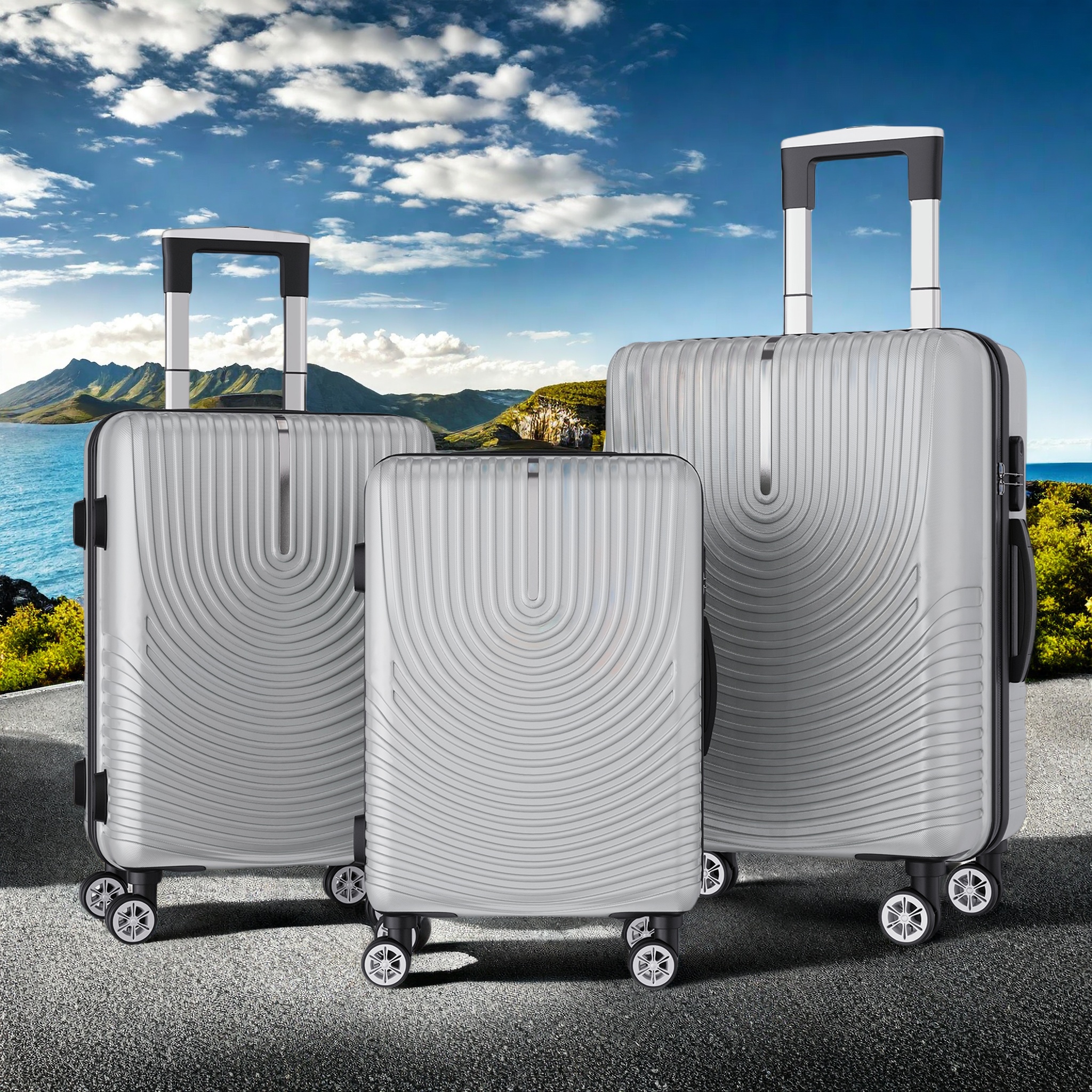 Roshanda Estojo rígido de 3 peças para bagagem de mão Caso Trolley Caso rígido Trolley Case 20/24/28 conjunto de mala