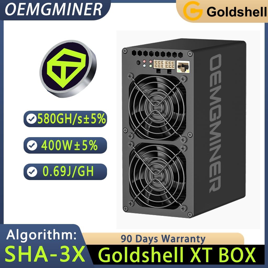 AD COMPRE 2 GANHE 1 GRÁTIS Nova caixa Goldshell XT 580Gh/s 400W ASIC Miner para Tari (XTM) Moeda Algoritmo SHA3x 0,69j/Gh Crista de mineração doméstica