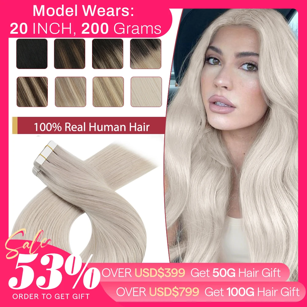 Moresoo-Cinta en la extensión de cabello para mujer, máquina de cabello humano Real Remy Balayage, Invisible, sin costuras, trama de recubrimiento de PU recta extensiones de cabello natural extensiones de cabello