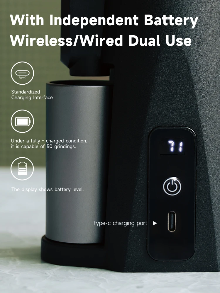 STARSEEKER EDGE Mini molinillo de café eléctrico portátil 38mm cono rebaba continua ajustable tipo C hogar traje de viaje al aire libre