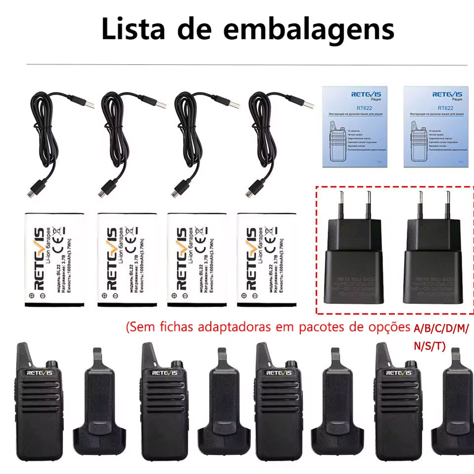 Retevis-RT622 Mini Walkie Talkie, Estação de Rádio Portátil em Dois Sentidos para Restaurante, Hotel, Camping, PMR446, FRS, VOX, 4 6 10 Pcs