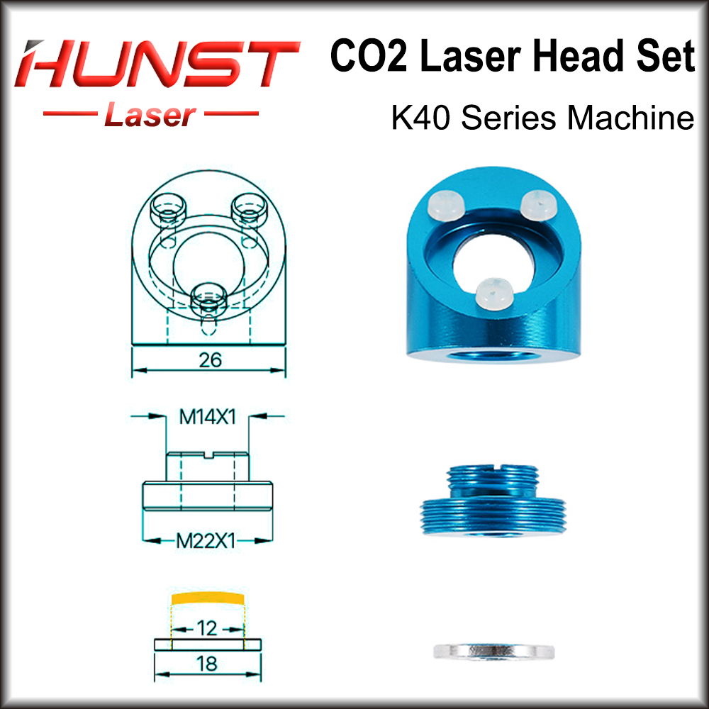 HUNST CO2-Laserkopf für Lasergravur-Schneidemaschine der K40-Serie, Linsendurchmesser: 12/18 mm, FL50,8 mm, Spiegel 20 mm