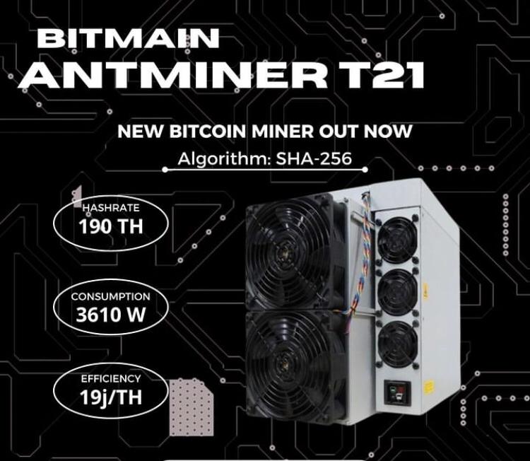 BITMAIN Antminer T21 190T 3610W BTC Bitcoin Miner with Power Supply