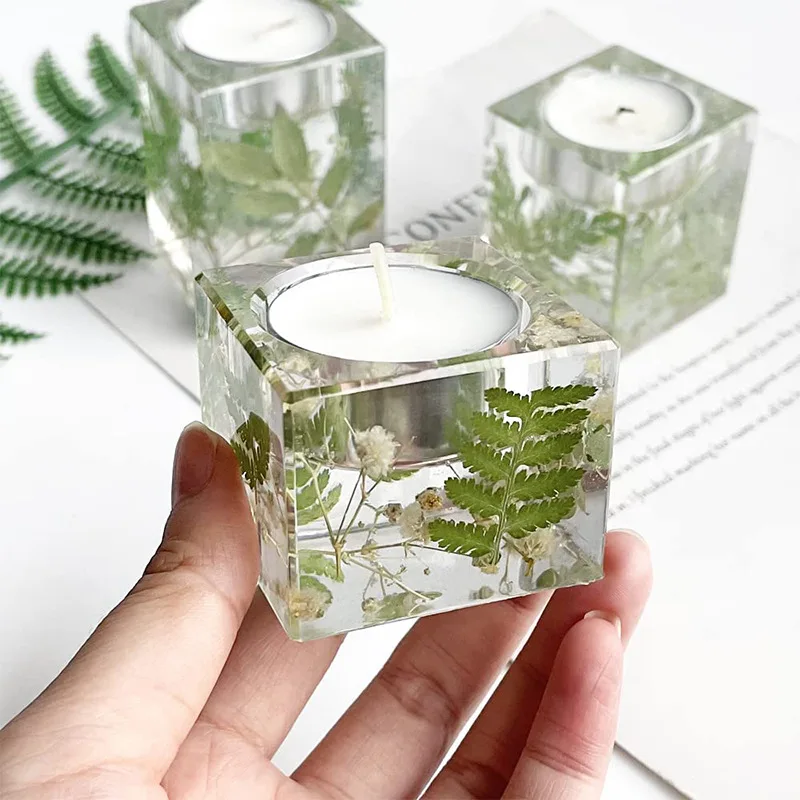 สแควร์เทียนอีพ็อกซี่ซิลิโคนแม่พิมพ์ DIY เชิงเทียนเครื่องประดับเรซินอีพ็อกซี่แม่พิมพ์ตกแต่งบ้าน Storage