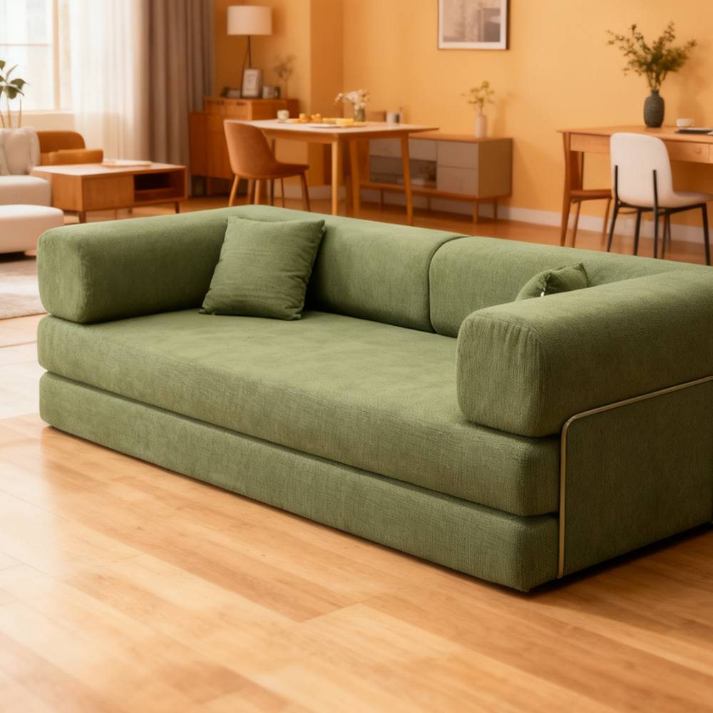 EU warehouse 2025 removable washed corduroy modular compression sofa 200 cm sleeper sofa bed bedroom furniture