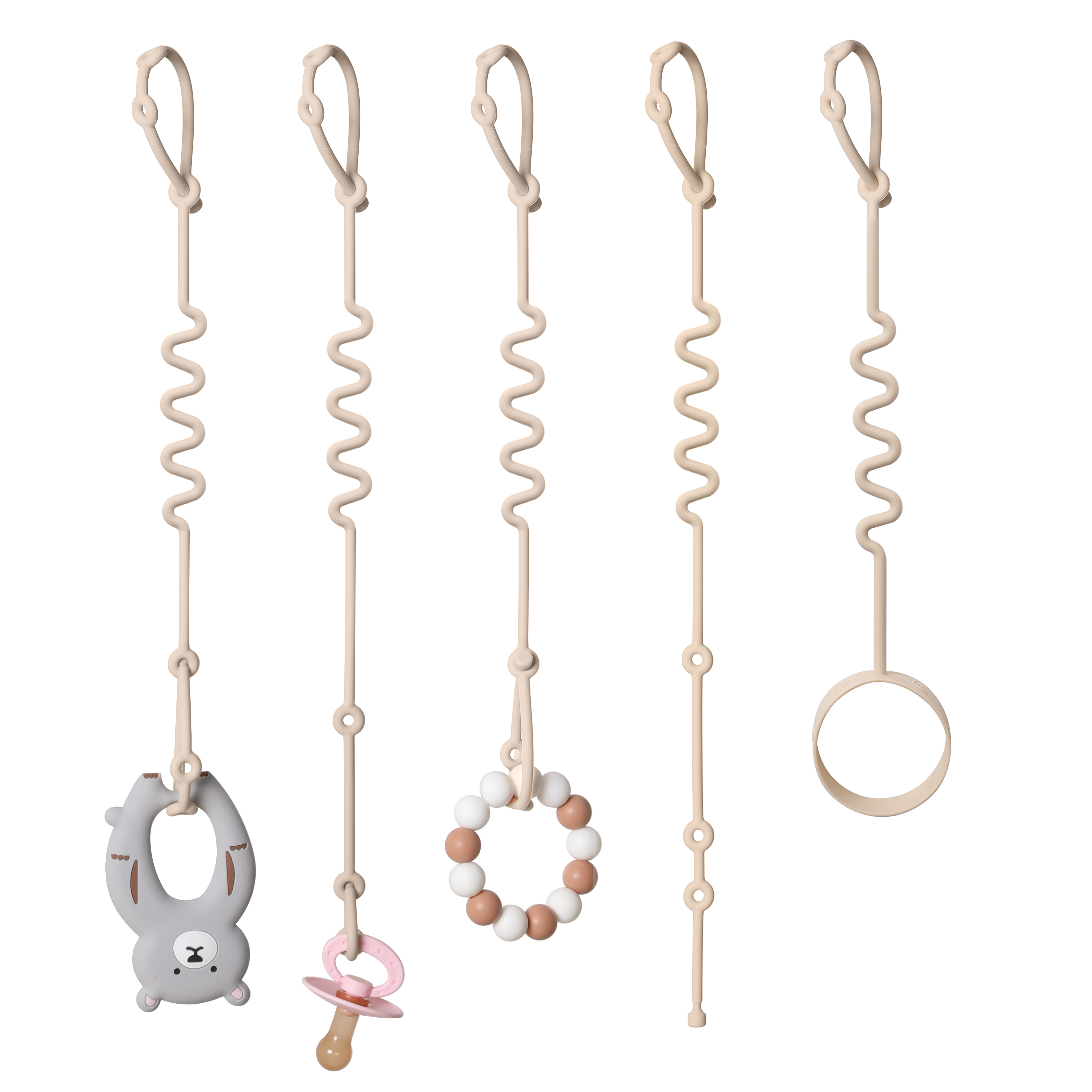 Ремни безопасности для игрушек для ребенка, 5 силиконовых зажимов для соски, силиконовые ремни для прорезывания бутылочек для детских игрушек, банджи-ремни для коляски, автокресла