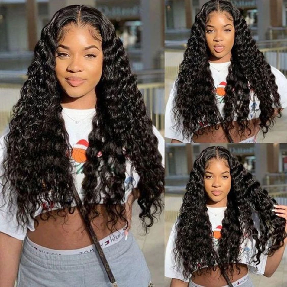 เปรู Deep Wave เส้นผมมนุษย์ Water Wave หลวม Deep Wave Curly Bundles เส้นผมมนุษย์1 3 4 PCS 30นิ้วยาวที่ยืดผม