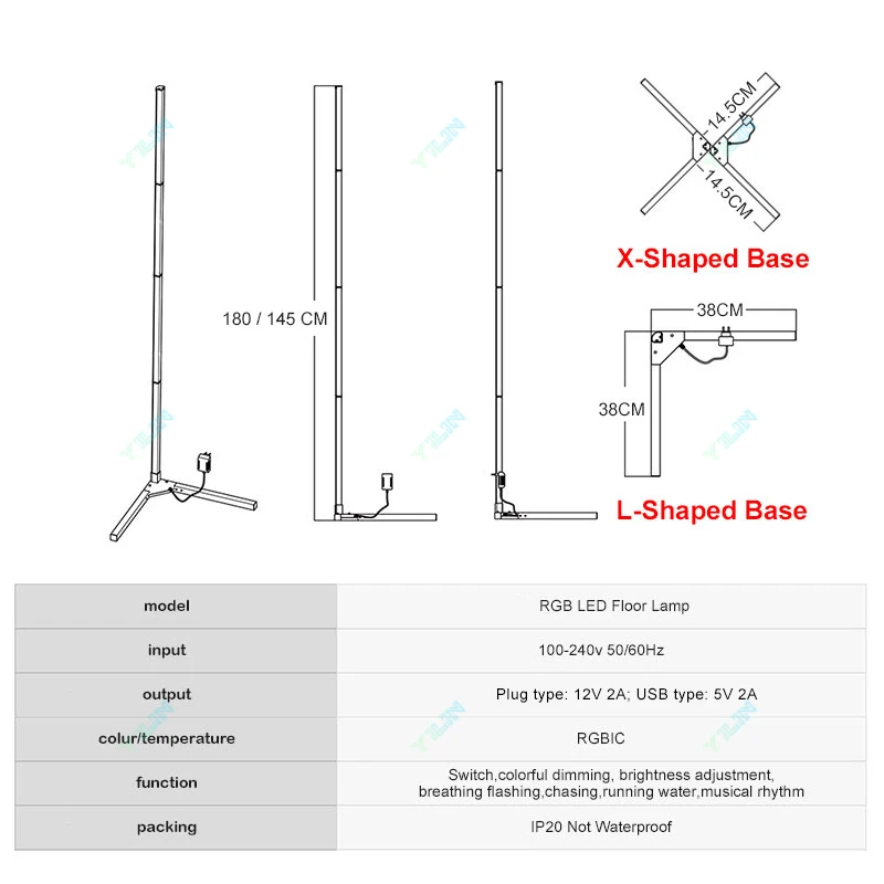 Lámpara de pie inteligente RGBIC Tuya, Control por aplicación remota, soporte nórdico, luz de ambiente para decoración de sala de juegos, 180CM