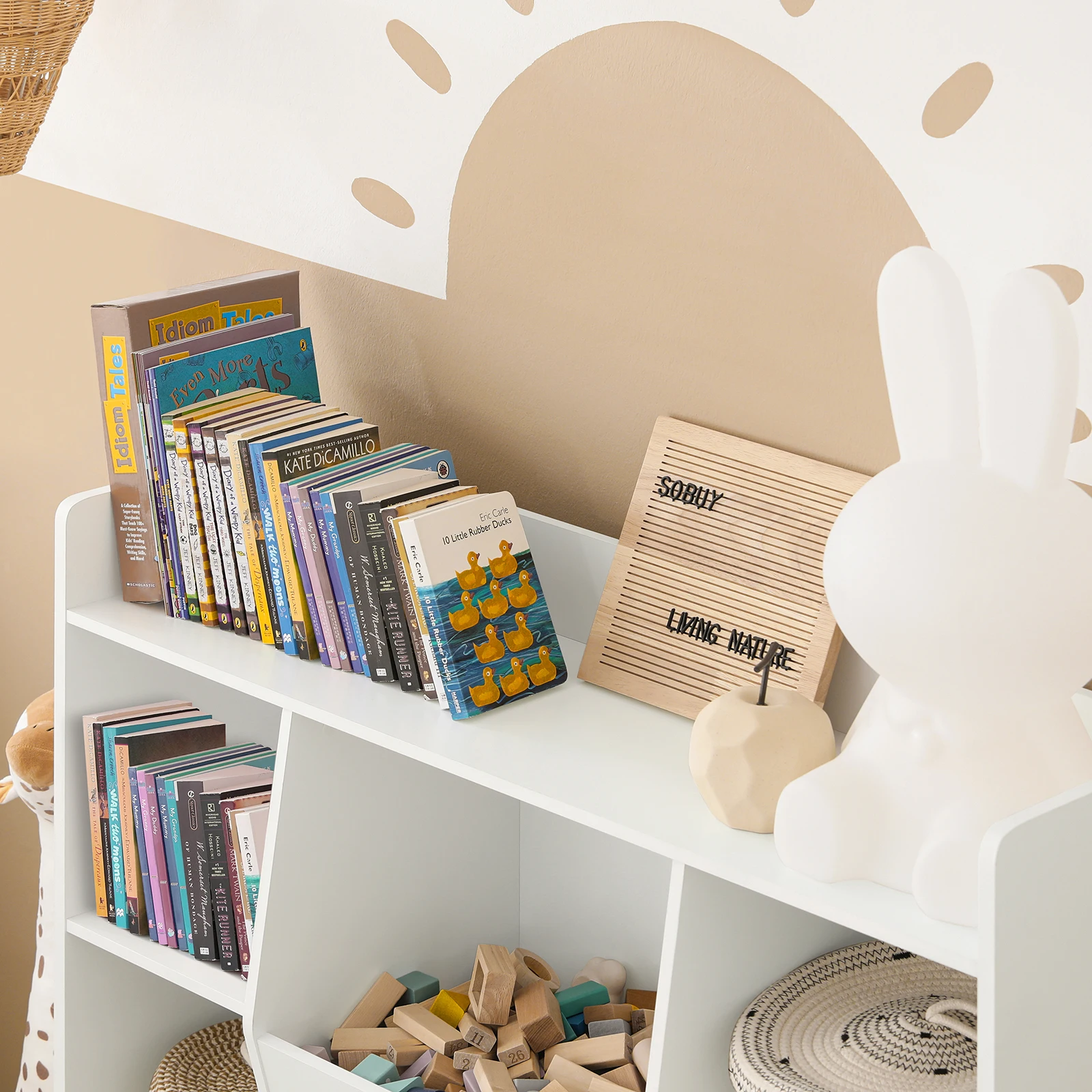 SoBuy KMB55-W Scaffale per bambini con 8 scomparti aperti Scaffale per giocattoli Scaffale per giocattoli