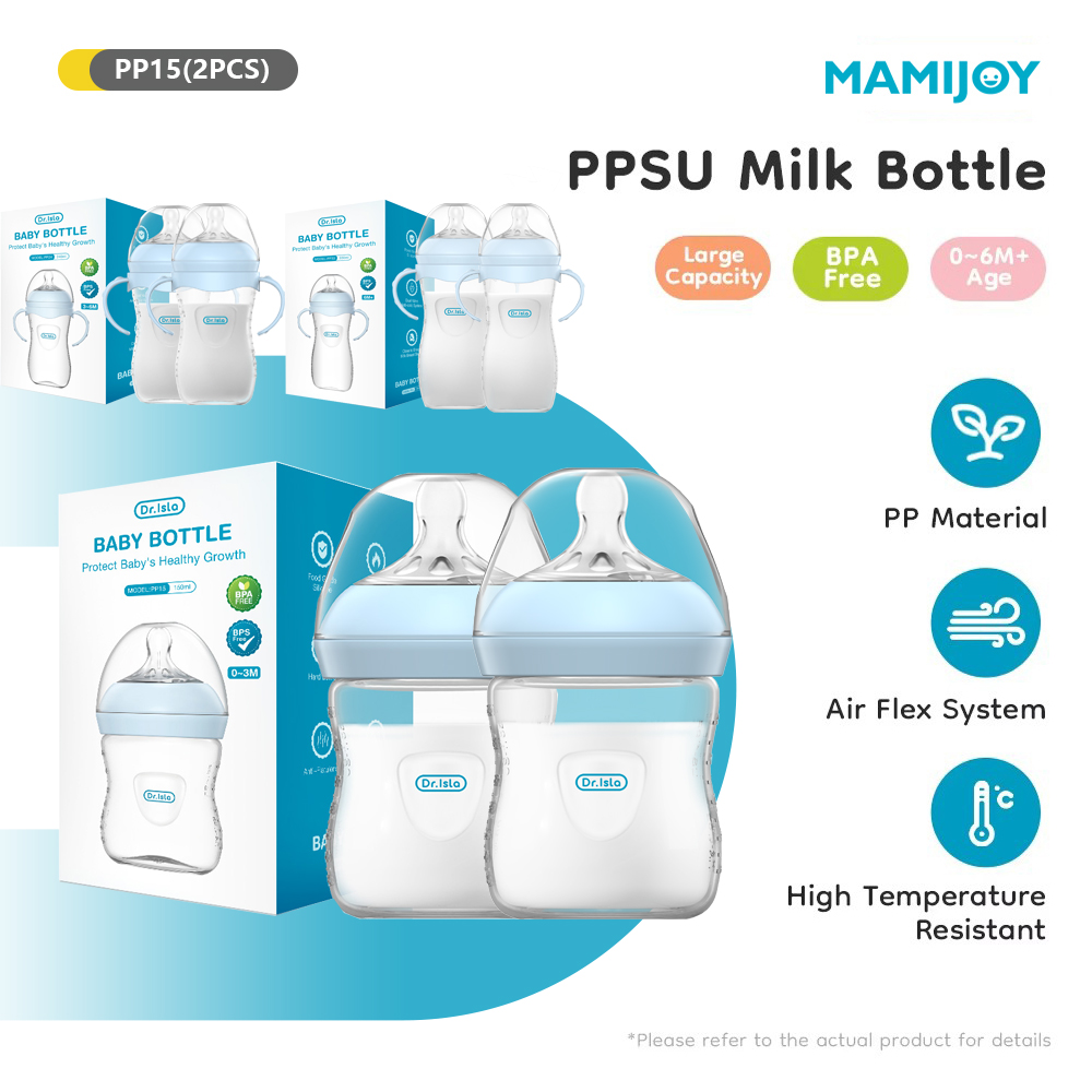 MAMIJOY 2 STKS 150/240/330 ML Zuigfles Met Handvat Anti-opgeblazen & Anti-drop Clear Schaal Pasgeboren Fles Zuigflessen PP15/24/33