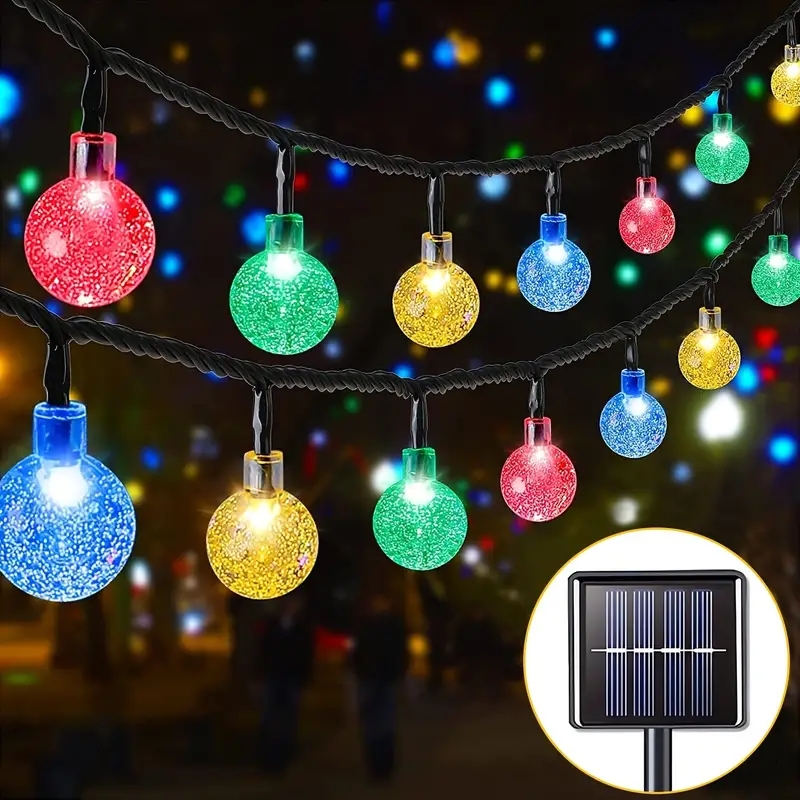 5m/6.5m à prova dwaterproof água solar bolha bola luz luzes da corda ao ar livre bola de cristal luz da corda gardenparty decoração