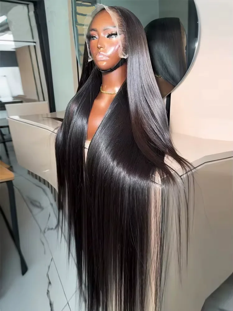 30 32 Polegada 300 densidade osso em linha reta 13x4 hd peruca frontal do laço usar ir 5x5 peruca sem cola pré arrancado 100% cabelo humano para mulher