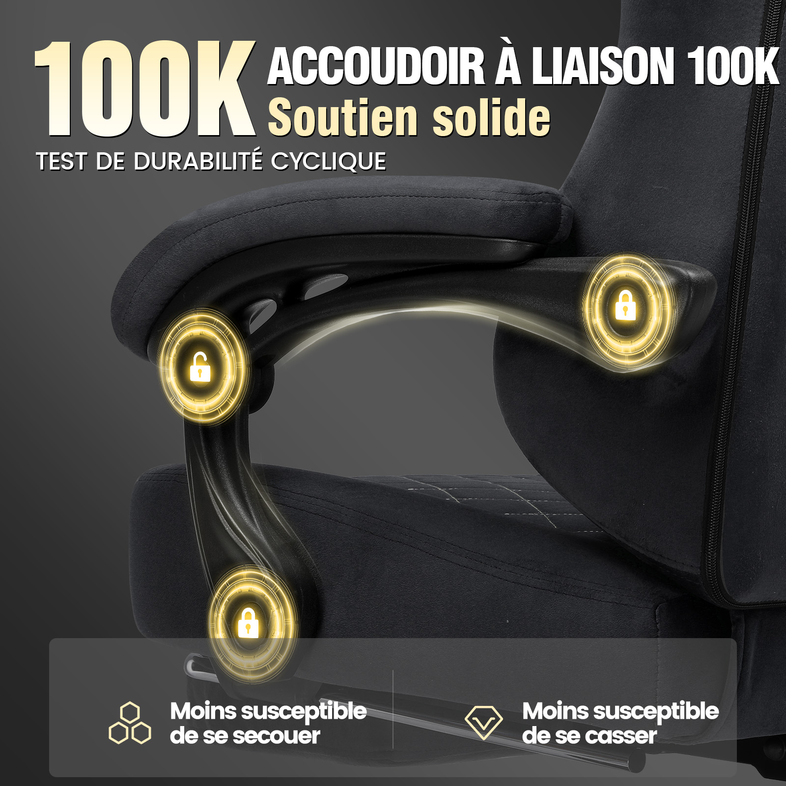 Chaise Gaming Tissu GTPLAYER Ergonomique pour PC avec Repose-Pieds et Coussin à Ressort, Charge 150KG, Chaise de Bureau Réglable Pivotante