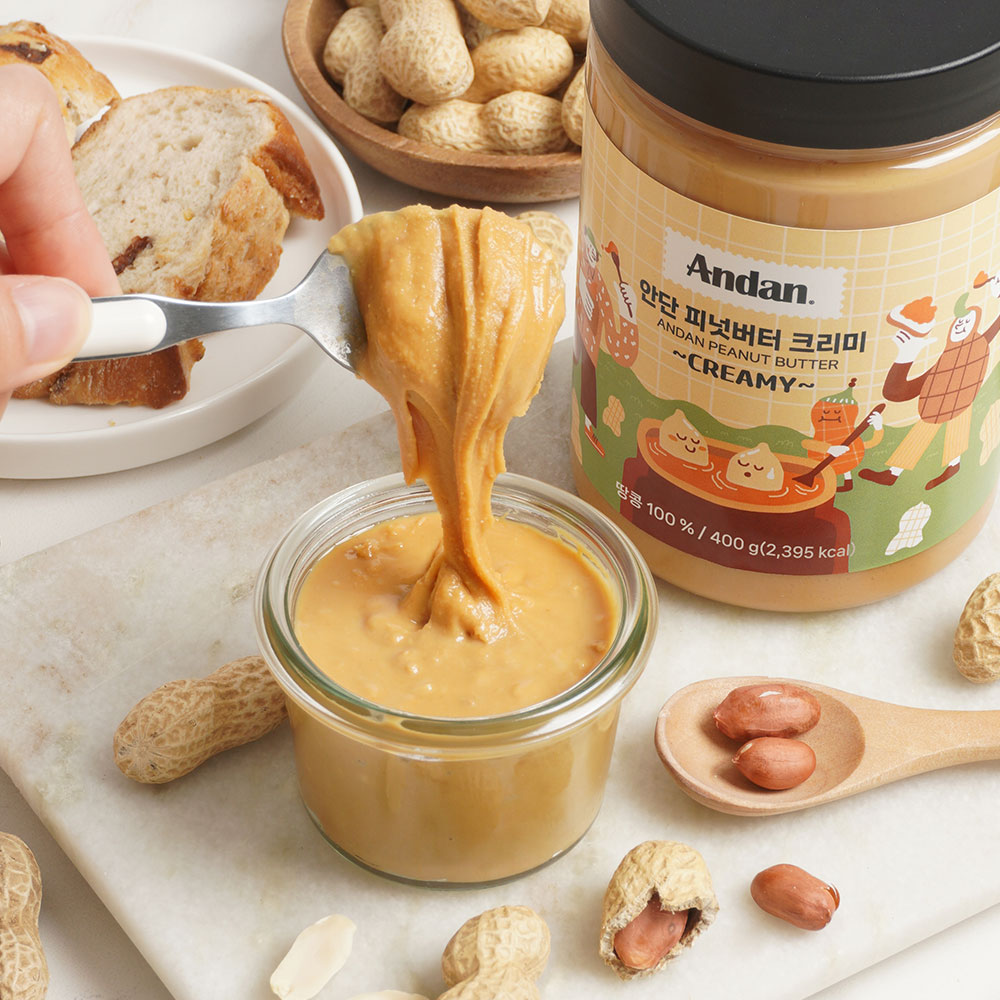 안단잼 무첨가 땅콩버터 100% 400g 크리미 크런치 무설탕 무가당