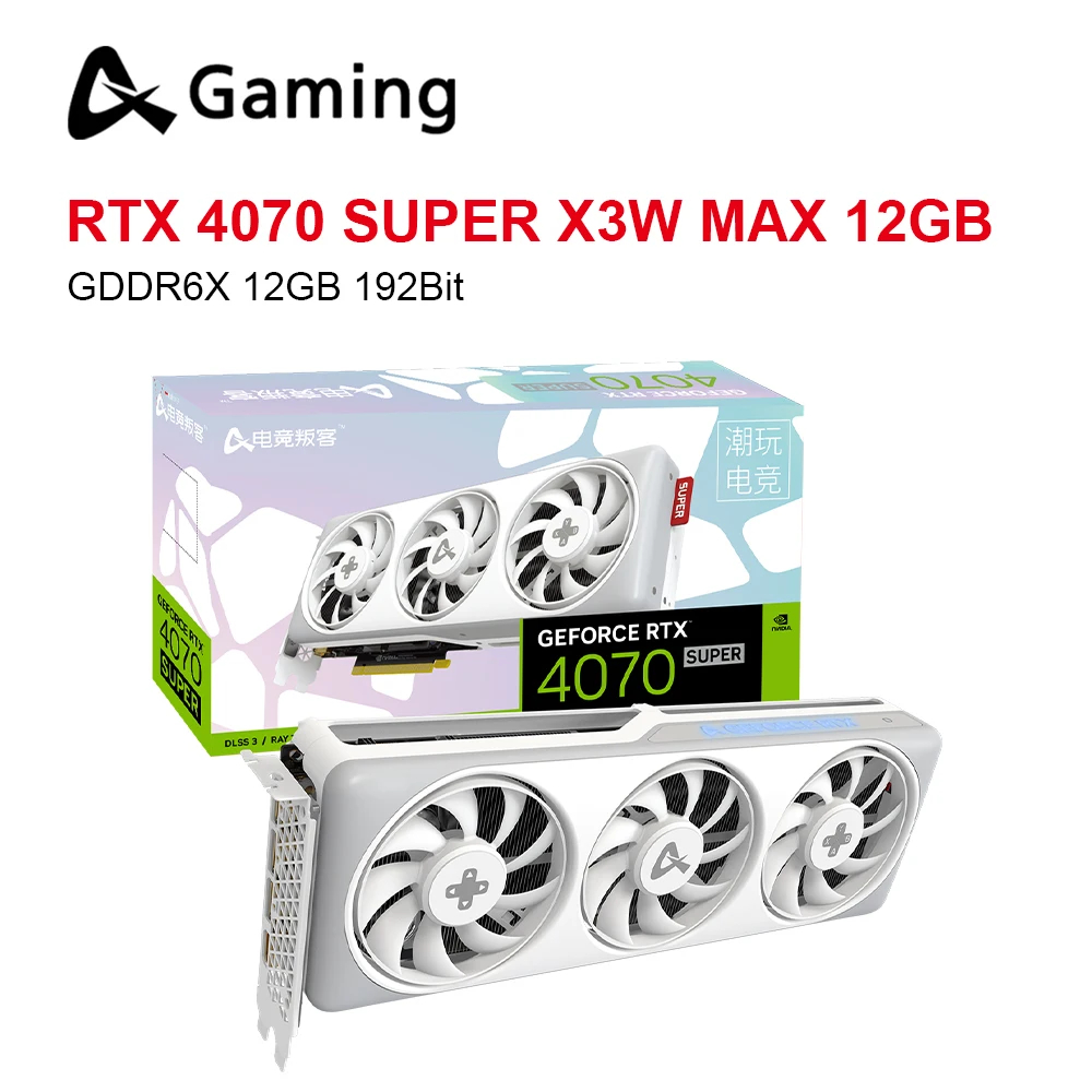 USED AX Gaming RTX 4070 SUPER X3W MAX 12GB Video Card GDDR6X 12GB 192Bit NVIDIA GPU GeForce 4070s placa de video for Gaming Desk