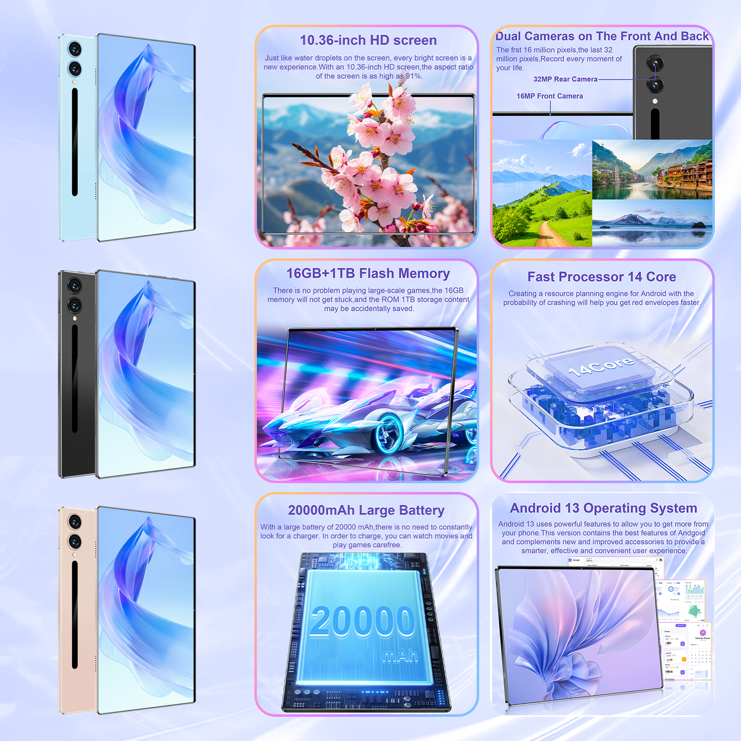 Original 5G Pad S30 16GB Ram 1TB Rom 10.36-inch 20000mAh Android 13.0 Bluetooth 14core WIFI Office GPS HD Tablet with keyboard